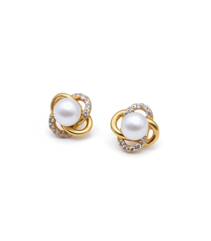 22K Gold Pearl Studs